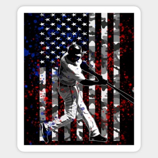 Vintage Patriotic Hitting Baseball Hitter Camo American Flag Gifts Sticker